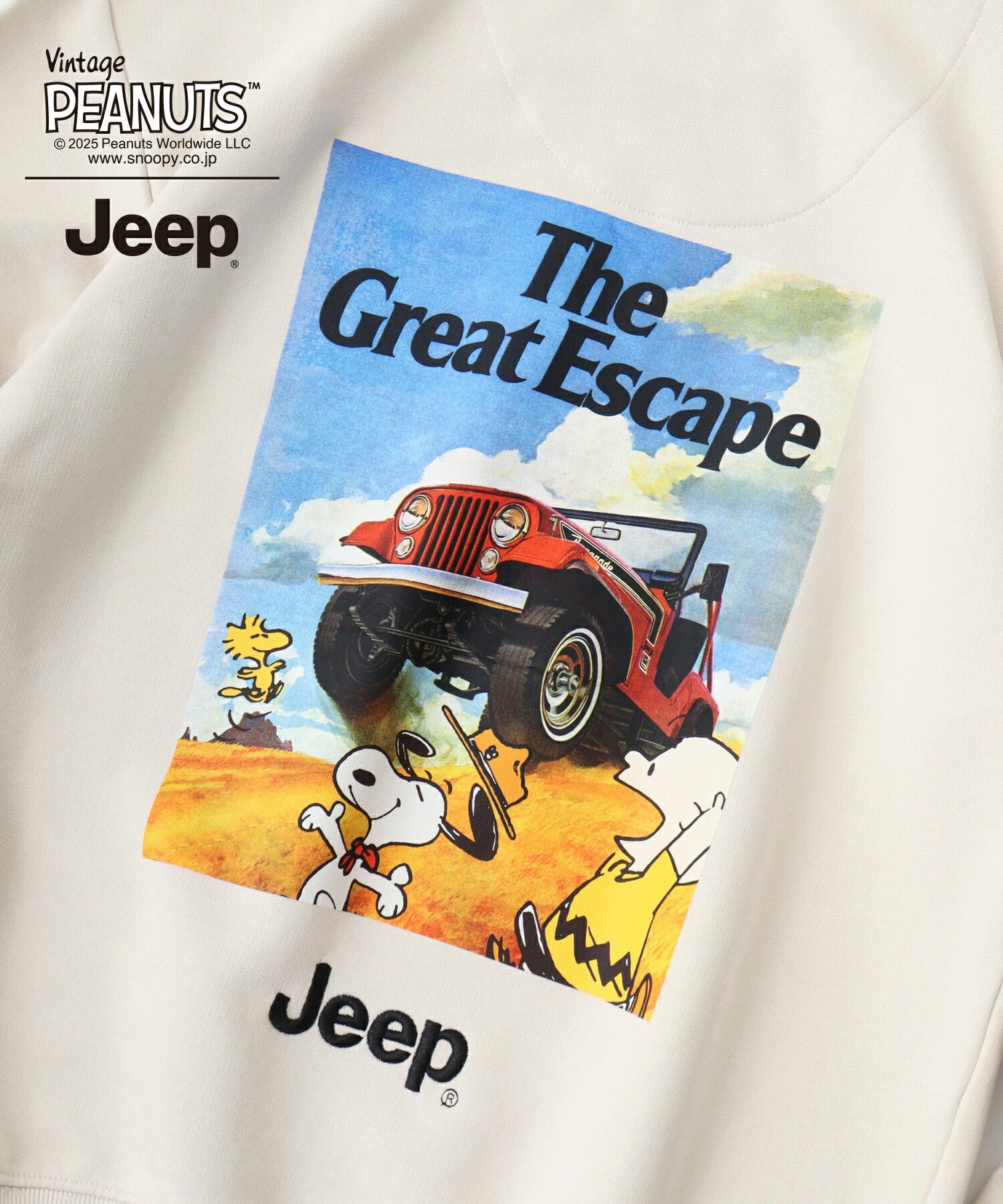 スヌーピー Jeep® コラボ トレーナー 長袖 フォト バックプリント 刺繍 ロゴ SNOOPY PEANUTS sjp1343-59