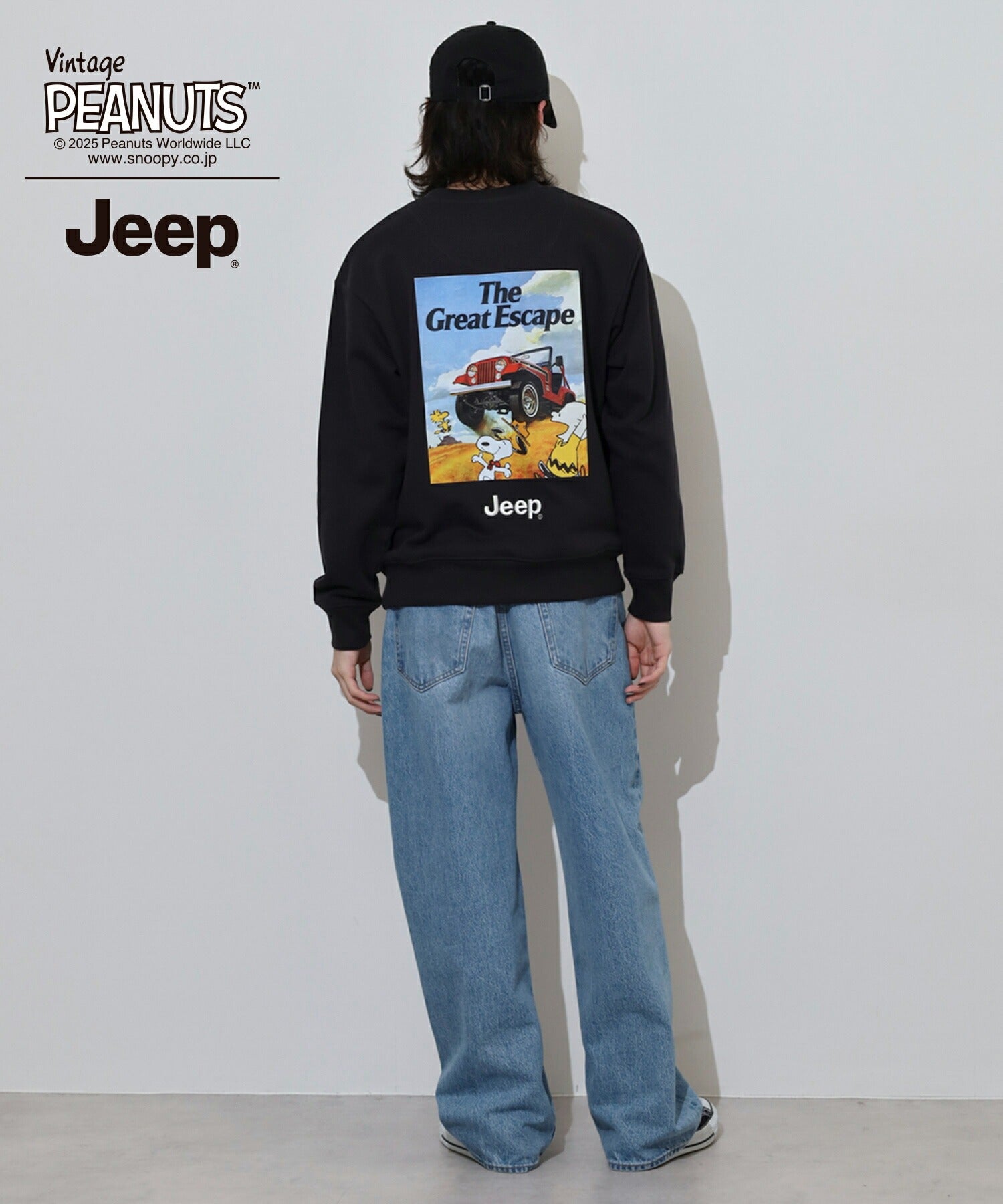 スヌーピー Jeep® コラボ トレーナー 長袖 フォト バックプリント 刺繍 ロゴ SNOOPY PEANUTS sjp1343-59