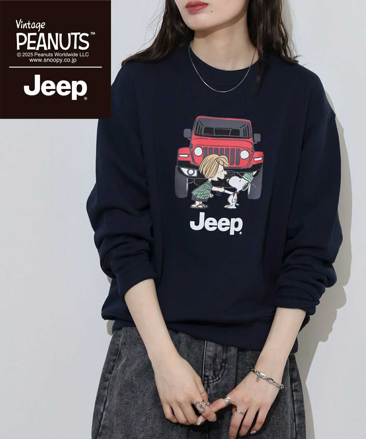 スヌーピー ペパーミントパティ Jeep® トレーナー 長袖 プリント 