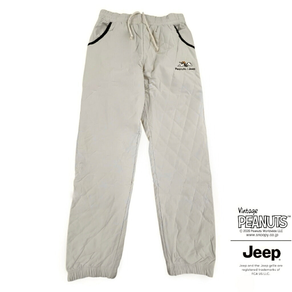スヌーピー ジープ アウトドア柄 刺繍 中綿 キルトパンツ SNOOPY PEANUTS JEEP sjp1444-133