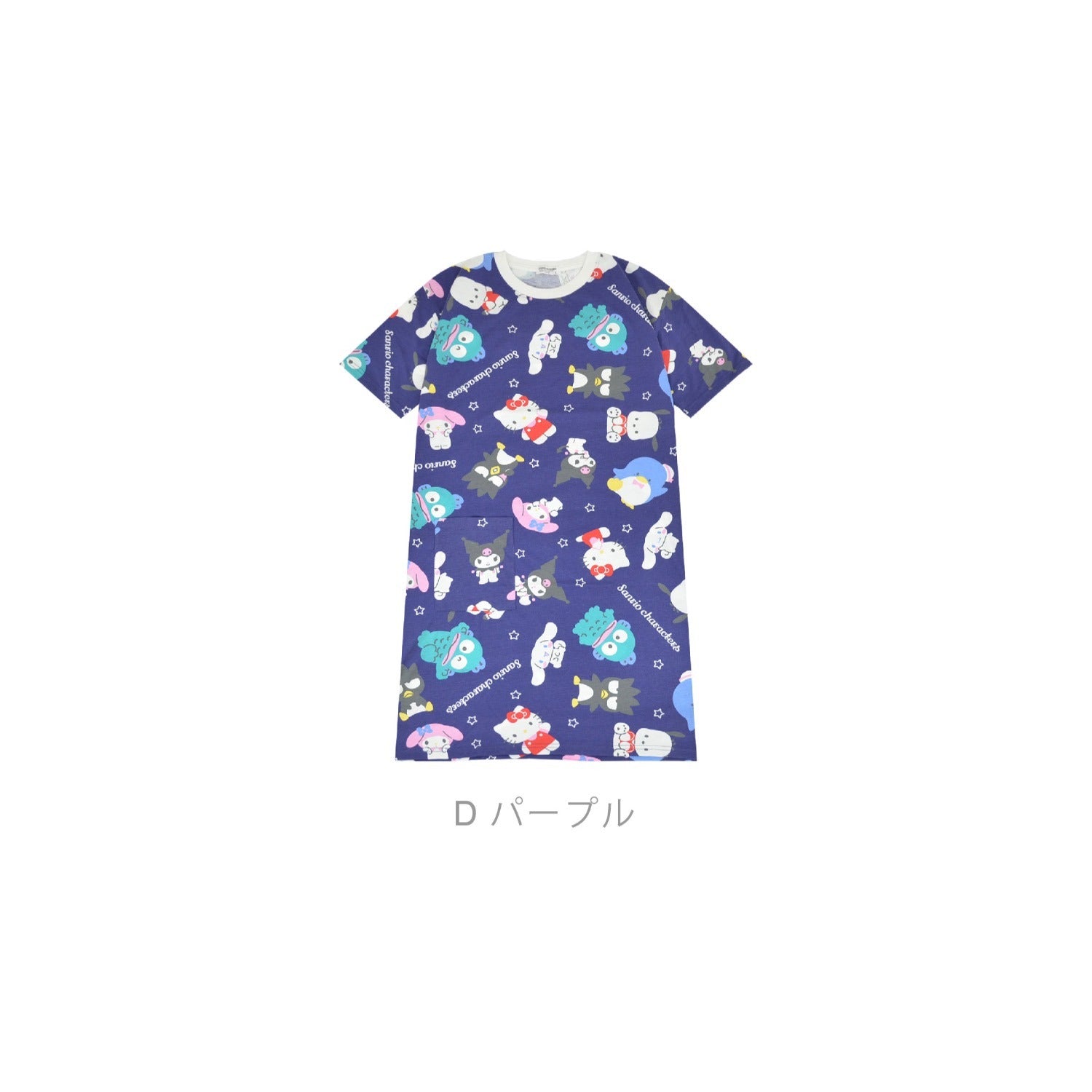 サンリオ キャラクターズ Tシャツ ワンピース 半袖 総柄 部屋着 ルームウェア レディースsm1752-258