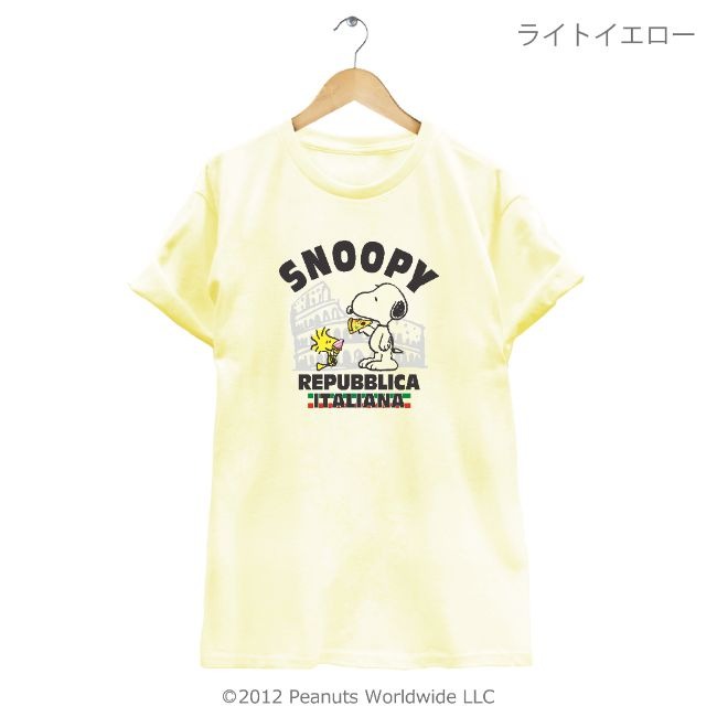 スヌーピー SNOOPY PEANUTS ウッドストック woodstockイタリア ローマ コロッセオ ピザ 半袖 Tシャツ 家族お揃い 多色展開 レディース メンズ S M L LL 綿 ギフト プリント sn1-040