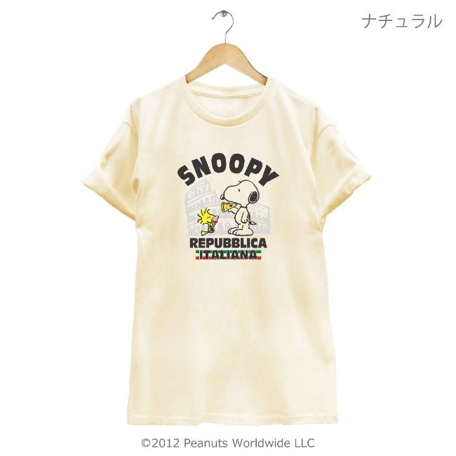 スヌーピー SNOOPY PEANUTS ウッドストック woodstockイタリア ローマ コロッセオ ピザ 半袖 Tシャツ 家族お揃い 多色展開 レディース メンズ S M L LL 綿 ギフト プリント sn1-040
