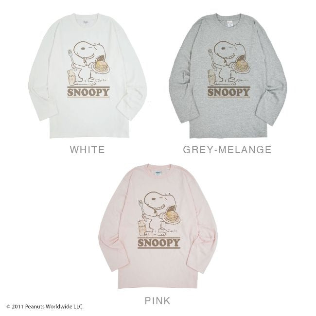 スヌーピー 長袖 Tシャツ メンズ レディース ユニセックスサイズ S M L LL ホットケーキ プリント sn2-054dm