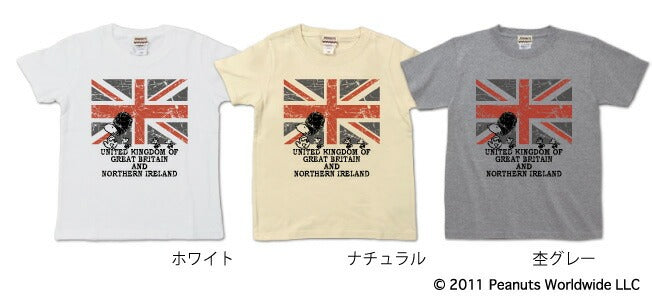 スヌーピー イギリス 国旗 兵隊 旅 半袖Tシャツ カジュアル キッズ 子供服 110 130 150 sn6-036