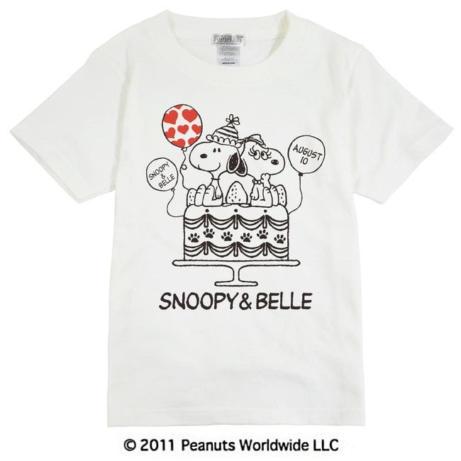 スヌーピー SNOOPY PEANUTS ベル Belle 半袖 Tシャツ 家族お揃い 多色展開 子供 KIDS 110 120 130 140 150 綿 プリント ギフト 誕生日 birthday ケーキ sn6-065