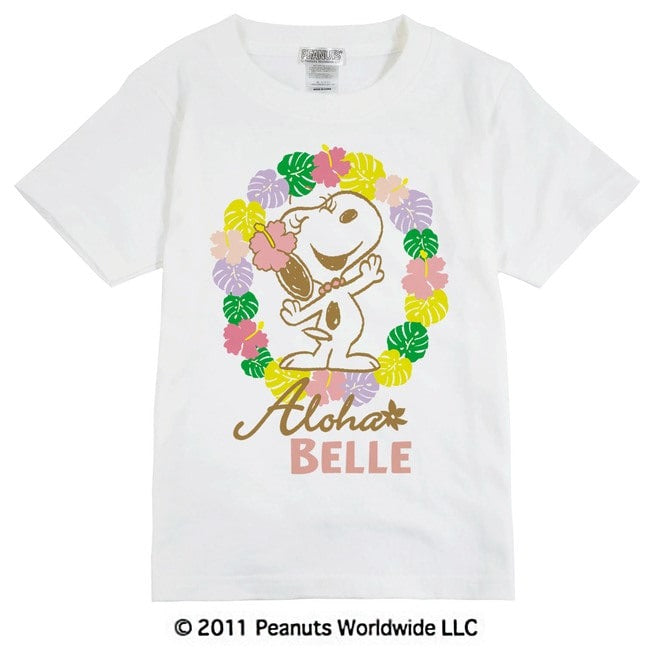 スヌーピー SNOOPY PEANUTS ベル Belle Aloha 半袖 Tシャツ ハイビスカス ハワイアン 多色展開 家族お揃い 子供 KIDS 110 120 130 140 150 綿 ギフト プリント sn6-070