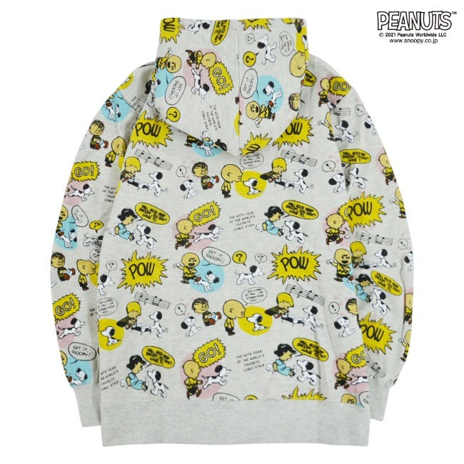 スヌーピー パーカー 総柄 裏起毛 ZIP 冬 PEANUTS フード SNOOPY 長袖 sp-397