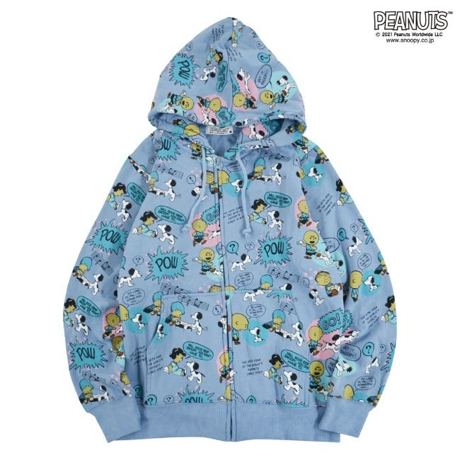 スヌーピー パーカー 総柄 裏起毛 ZIP 冬 PEANUTS フード SNOOPY 長袖 sp-397