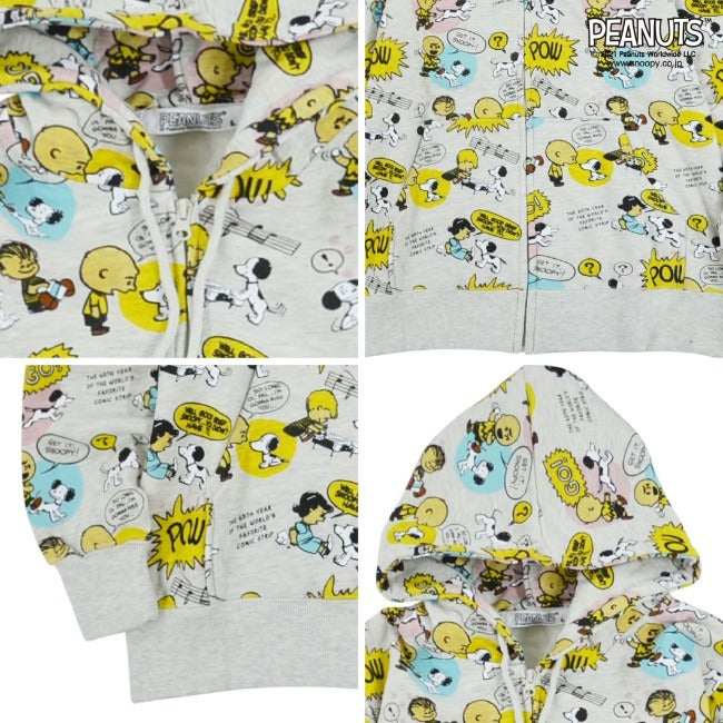 スヌーピー パーカー 総柄 裏起毛 ZIP 冬 PEANUTS フード SNOOPY 長袖 sp-397