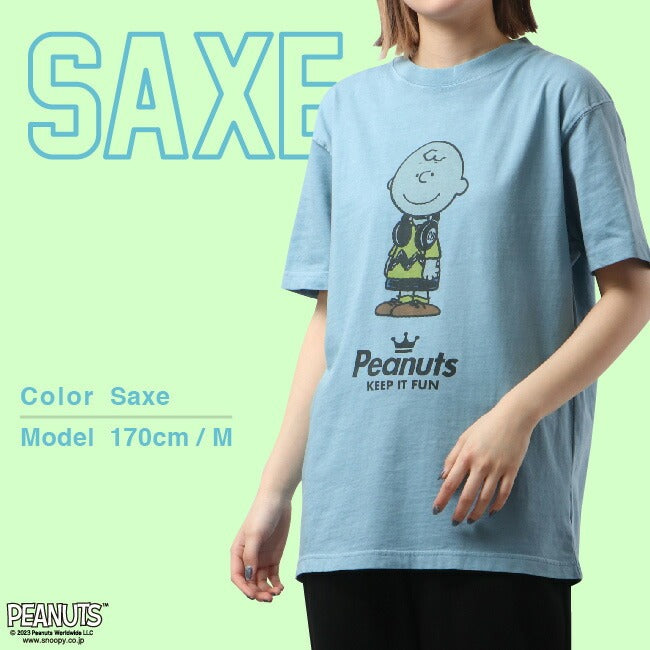 チャーリー ブラウン 半袖 Tシャツ ピグメント 音楽 ヘッドフォン 夏 フェス サークル ストリート メンズ レディース スヌーピー SNOOPY BIG 大きい サイズ S M L LL 3L 4L spc-lm-2