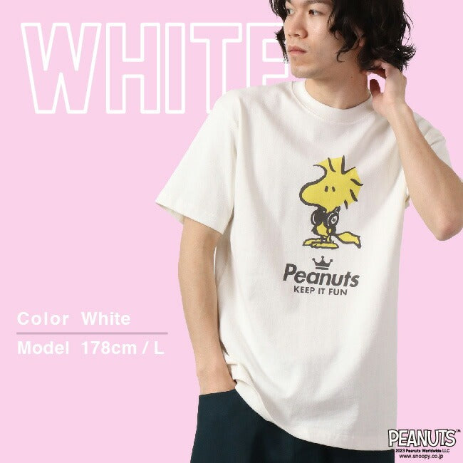ウッド ストック 半袖 Tシャツ ピグメント 音楽 ヘッドフォン 夏 フェス サークル ストリート メンズ レディース スヌーピー SNOOPY BIG 大きい サイズ S M L LL 3L 4L spc-lm-3