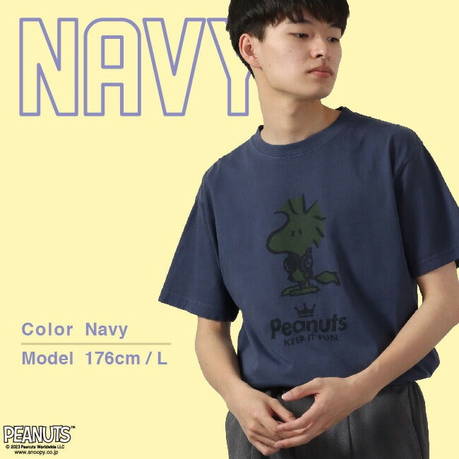 ウッド ストック 半袖 Tシャツ ピグメント 音楽 ヘッドフォン 夏 フェス サークル ストリート メンズ レディース スヌーピー SNOOPY BIG 大きい サイズ S M L LL 3L 4L spc-lm-3