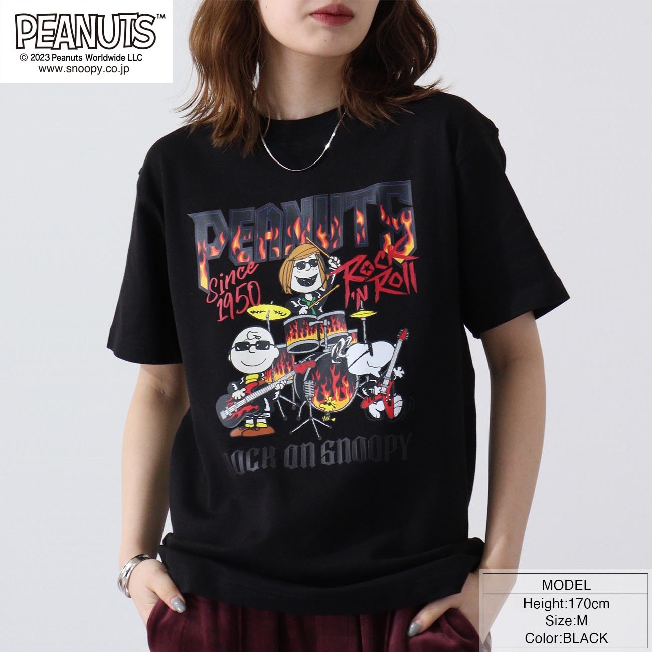 スヌーピー ピーナッツ 半袖 ロックオンスヌーピー Tシャツ 春夏秋 バンド snoopy spc-rb-001