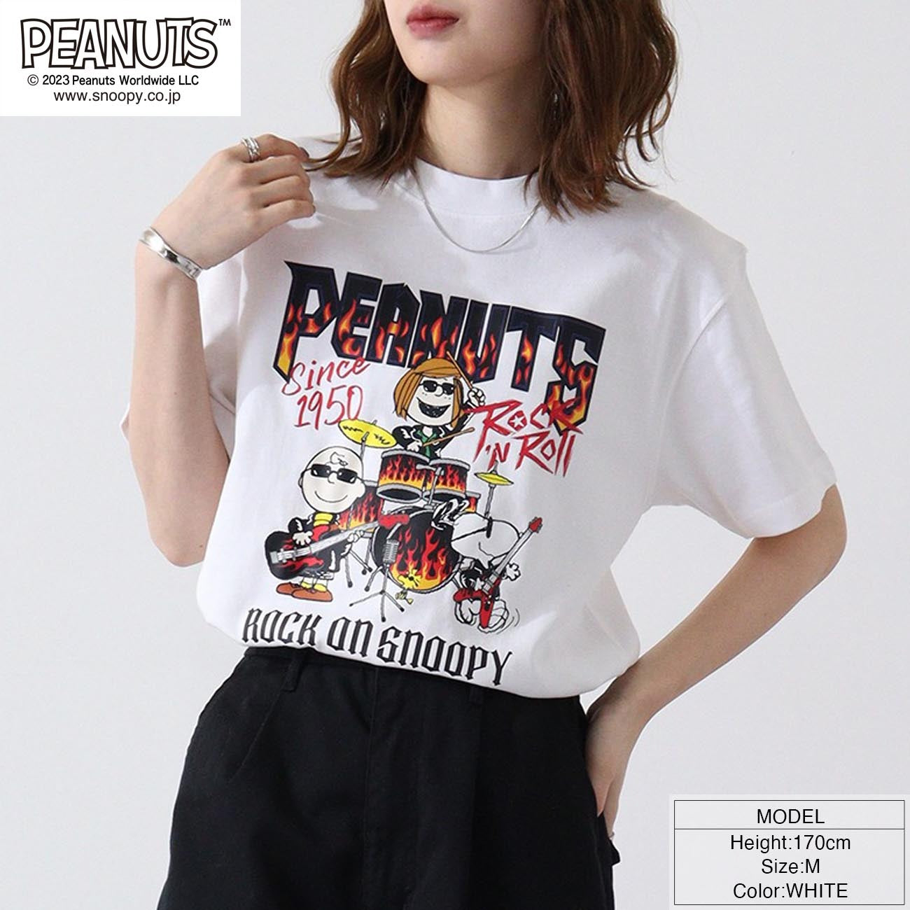 スヌーピー ピーナッツ 半袖 ロックオンスヌーピー Tシャツ 春夏秋 バンド snoopy spc-rb-001