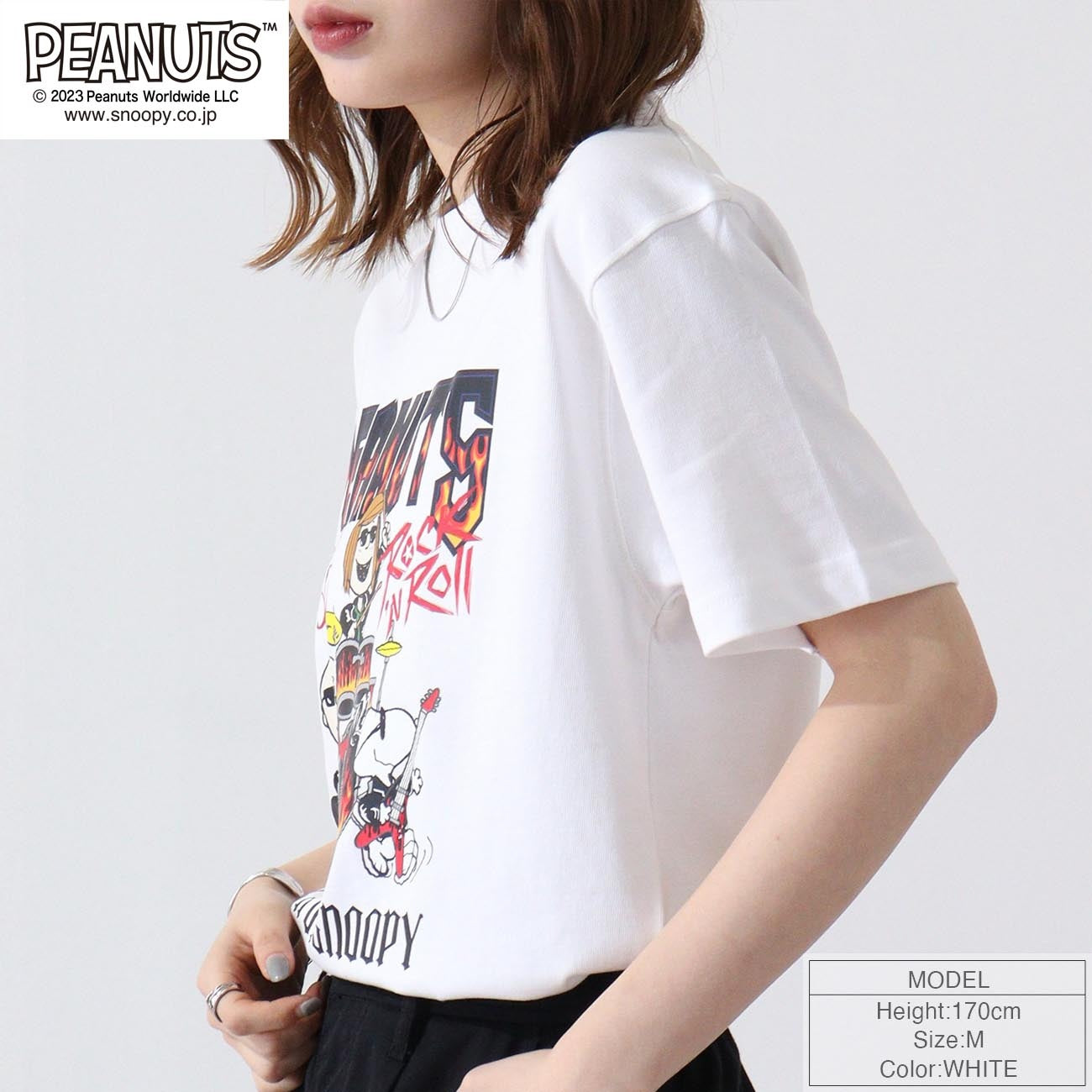 スヌーピー ピーナッツ 半袖 ロックオンスヌーピー Tシャツ 春夏秋 バンド snoopy spc-rb-001