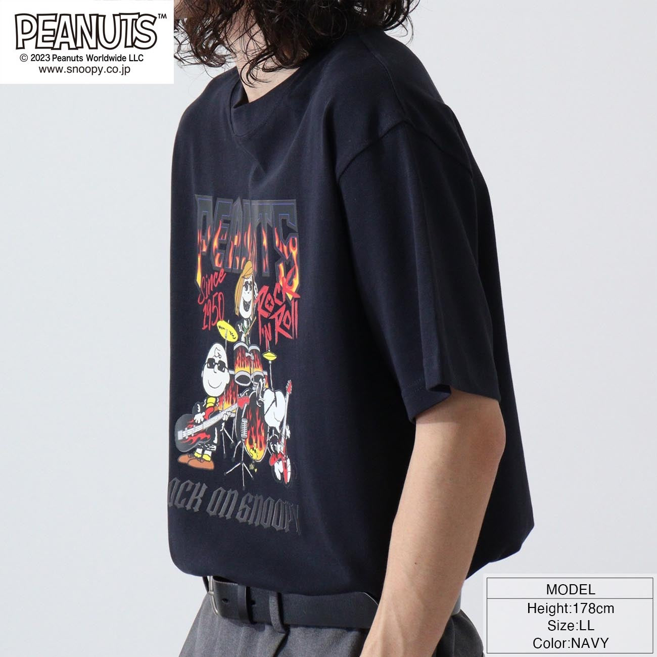 スヌーピー ピーナッツ 半袖 ロックオンスヌーピー Tシャツ 春夏秋 バンド snoopy spc-rb-001