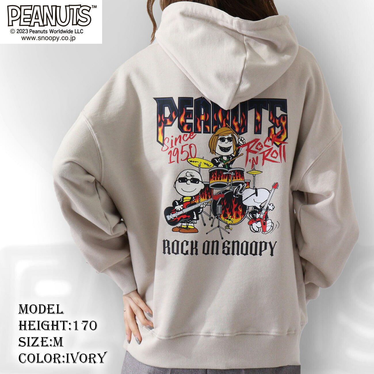 スヌーピー ピーナッツ 裏毛 パーカー ロックオンスヌーピー トレーナー 秋冬 バンド snoopy spc-rb-005