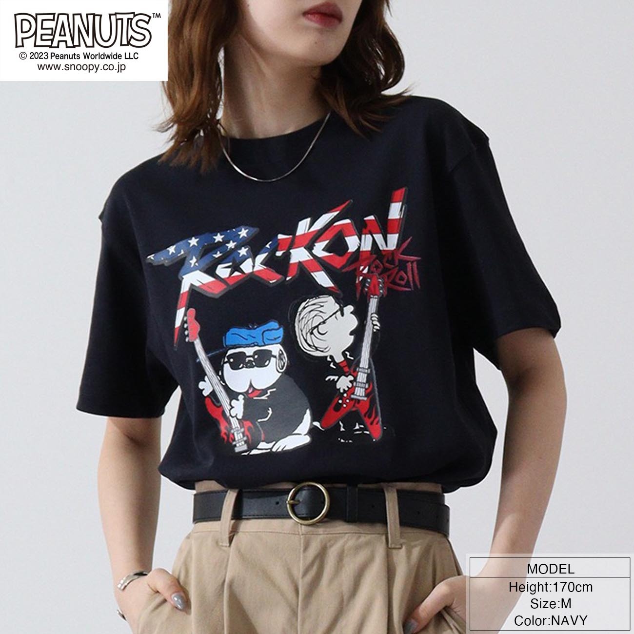 スヌーピー ピーナッツ 半袖 ロックンロール Tシャツ オラフ ライナス 国旗 春夏秋 バンド snoopy spc-rb-006