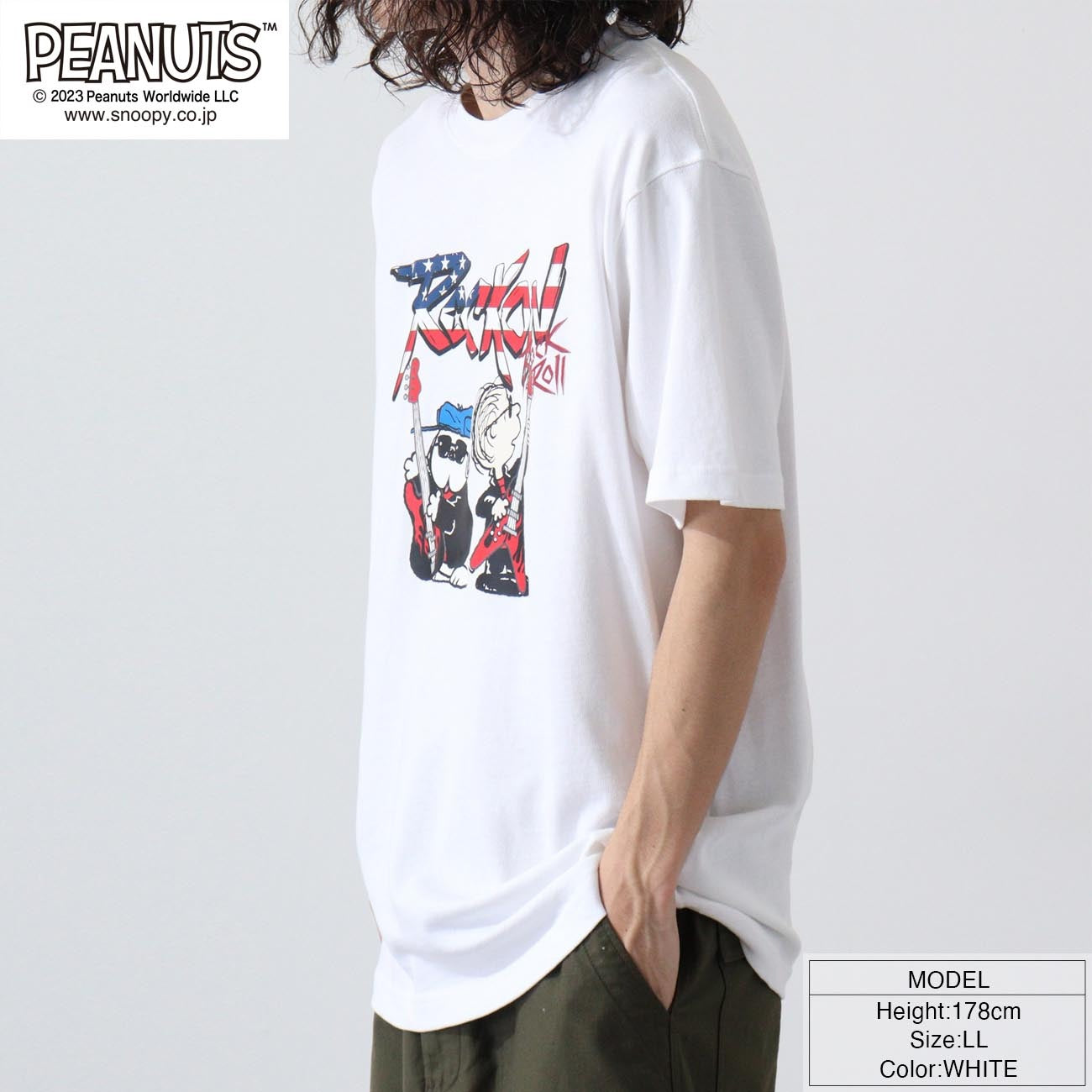 スヌーピー ピーナッツ 半袖 ロックンロール Tシャツ オラフ ライナス 国旗 春夏秋 バンド snoopy spc-rb-006