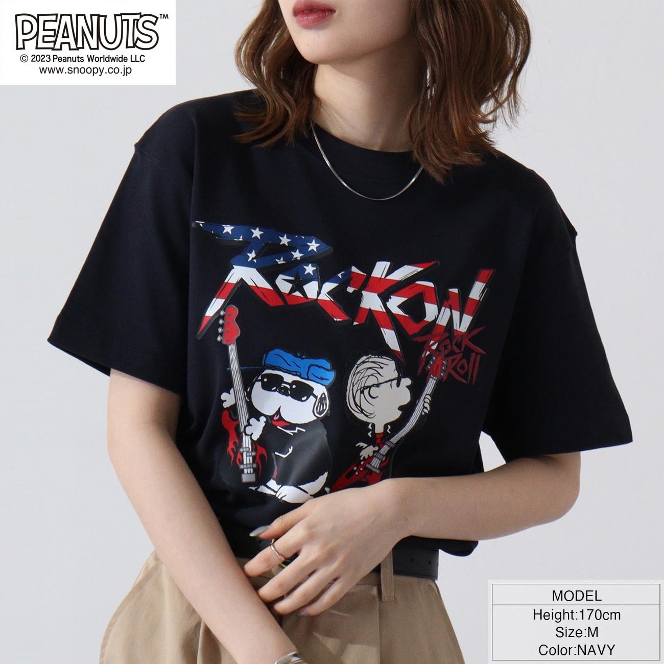 スヌーピー ピーナッツ 半袖 ロックンロール Tシャツ オラフ ライナス 国旗 春夏秋 バンド snoopy spc-rb-006
