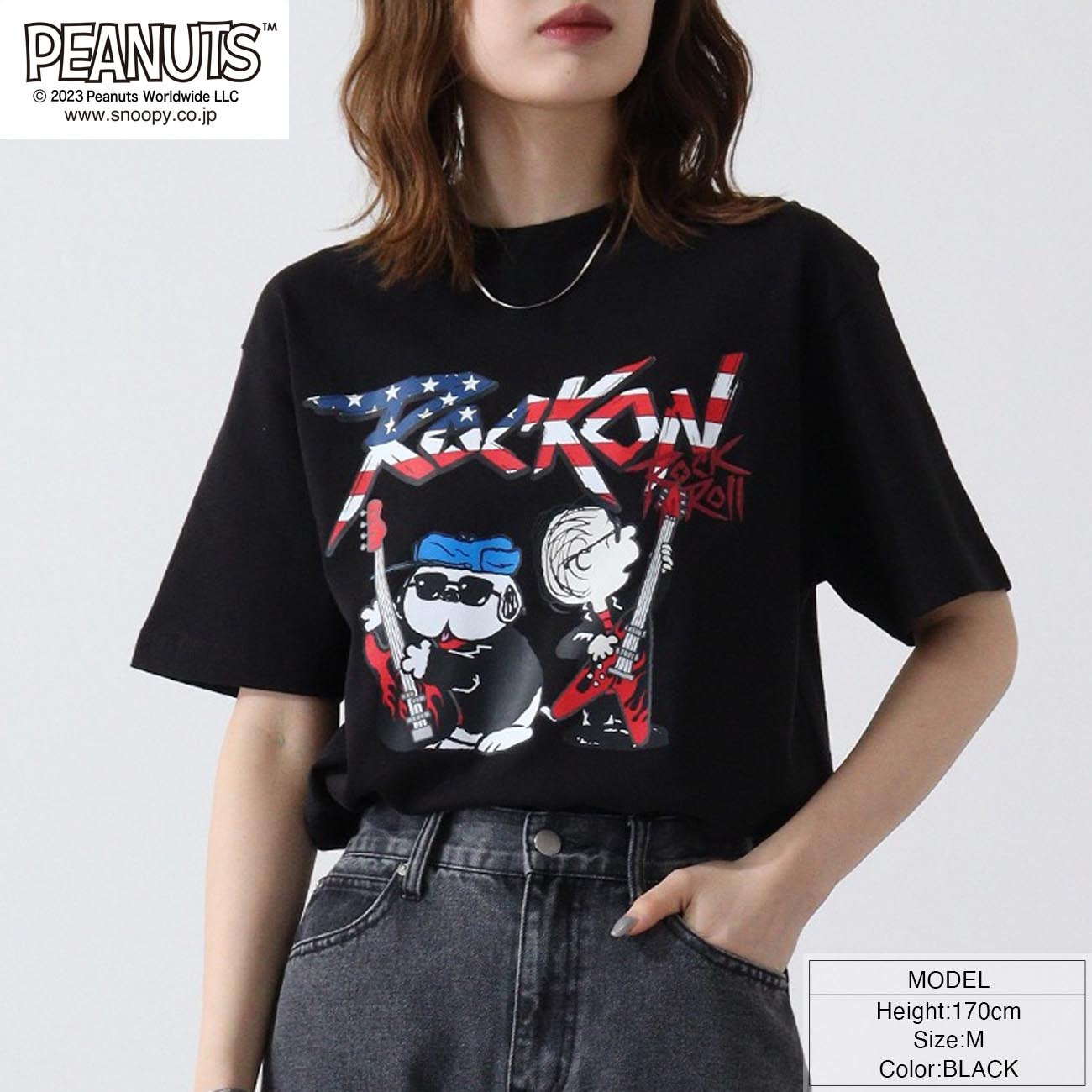 スヌーピー ピーナッツ 半袖 ロックンロール Tシャツ オラフ ライナス 国旗 春夏秋 バンド snoopy spc-rb-006