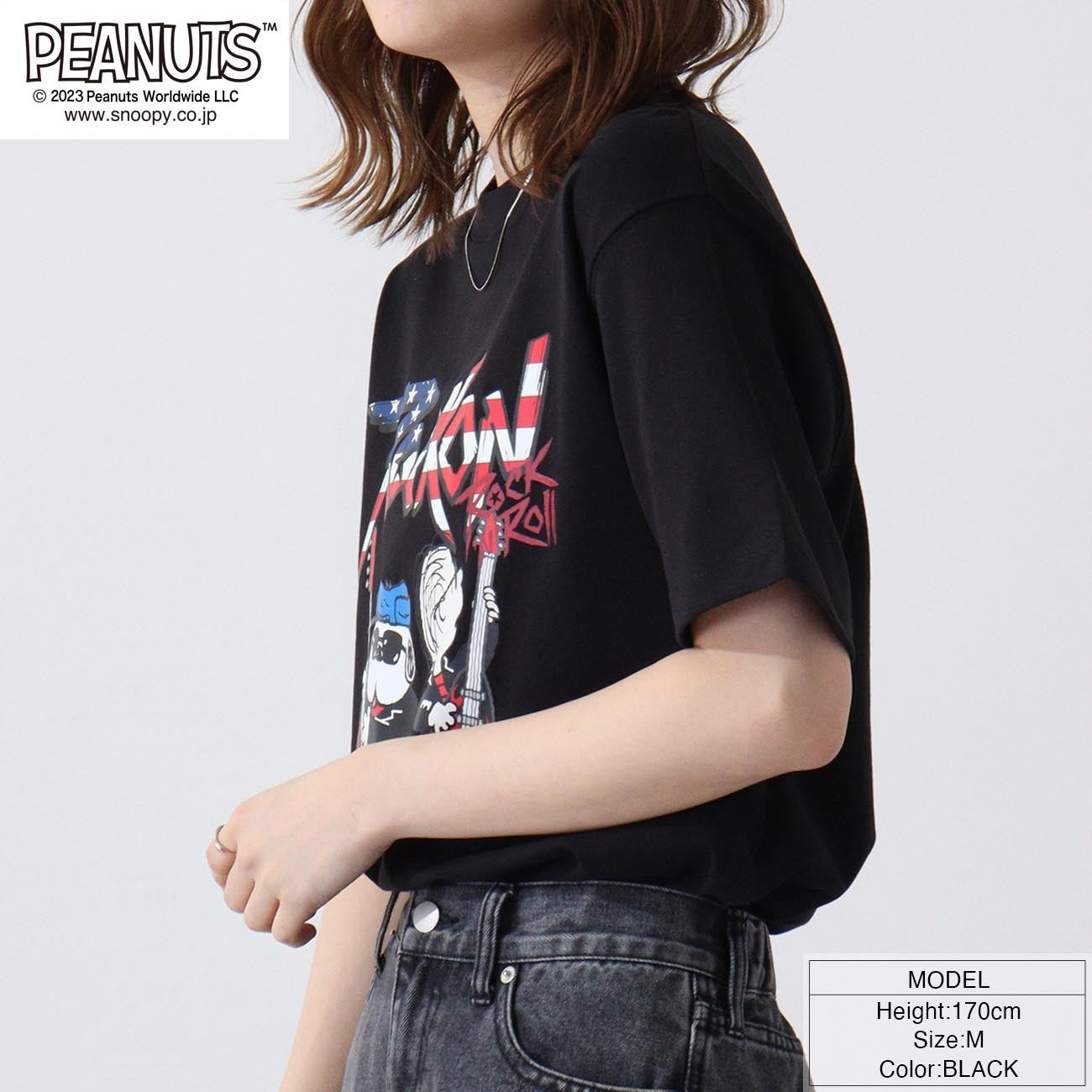 スヌーピー ピーナッツ 半袖 ロックンロール Tシャツ オラフ ライナス 国旗 春夏秋 バンド snoopy spc-rb-006