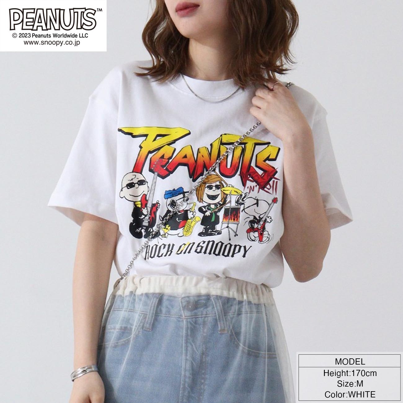 スヌーピー ピーナッツ 半袖 ロックオン スヌーピー オラフ Tシャツ春夏秋 バンド snoopy PEANUTS spc-rb-007