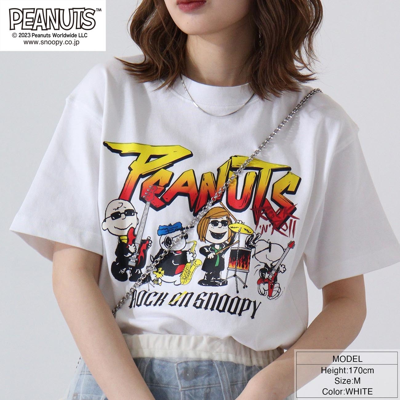 スヌーピー ピーナッツ 半袖 ロックオン スヌーピー オラフ Tシャツ春夏秋 バンド snoopy PEANUTS spc-rb-007