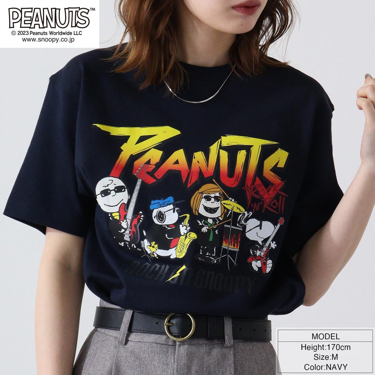 スヌーピー ピーナッツ 半袖 ロックオン スヌーピー オラフ Tシャツ春夏秋 バンド snoopy PEANUTS spc-rb-007