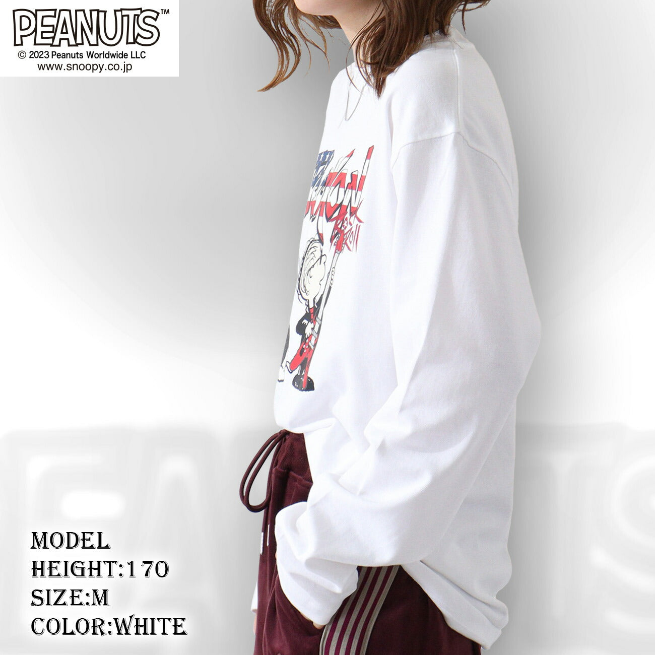 スヌーピー ピーナッツ ロックオン 長袖Tシャツ Tシャツ ヘビーウェイト ライナス 国旗snoopy PEANUTS spc-rb-011