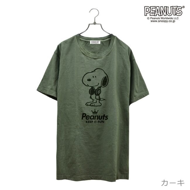 スヌーピー 半袖 Tシャツ ピグメント 音楽 ヘッドフォン 夏 フェス サークル ストリート デザイン メンズ レディース SNOOPY BIG 大きい サイズ S M L LL 3L 4L スヌーピー キング ストリート 裏原系 spc-lm-1