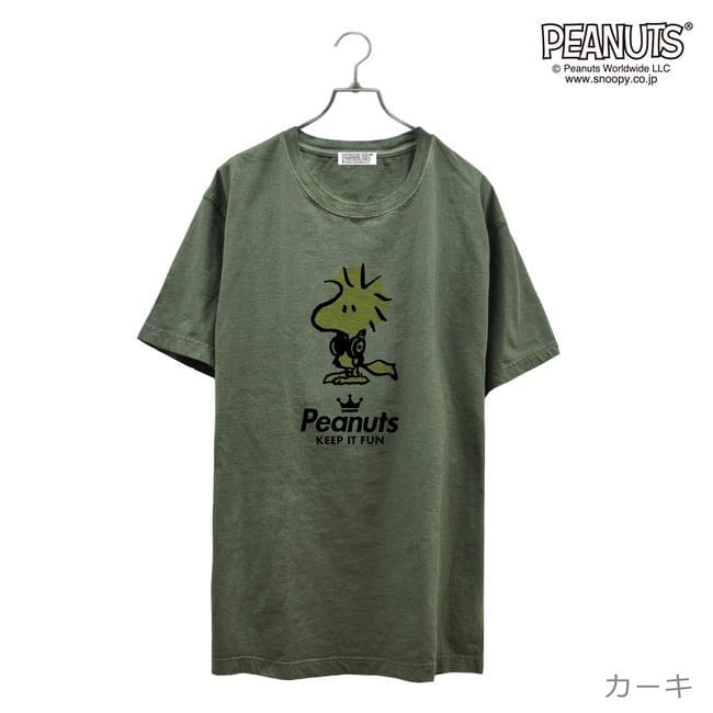 ウッド ストック 半袖 Tシャツ ピグメント 音楽 ヘッドフォン 夏 フェス サークル ストリート メンズ レディース スヌーピー SNOOPY BIG 大きい サイズ S M L LL 3L 4L spc-lm-3