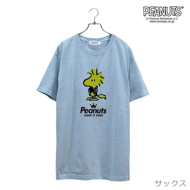 ウッド ストック 半袖 Tシャツ ピグメント 音楽 ヘッドフォン 夏 フェス サークル ストリート メンズ レディース スヌーピー SNOOPY BIG 大きい サイズ S M L LL 3L 4L spc-lm-3
