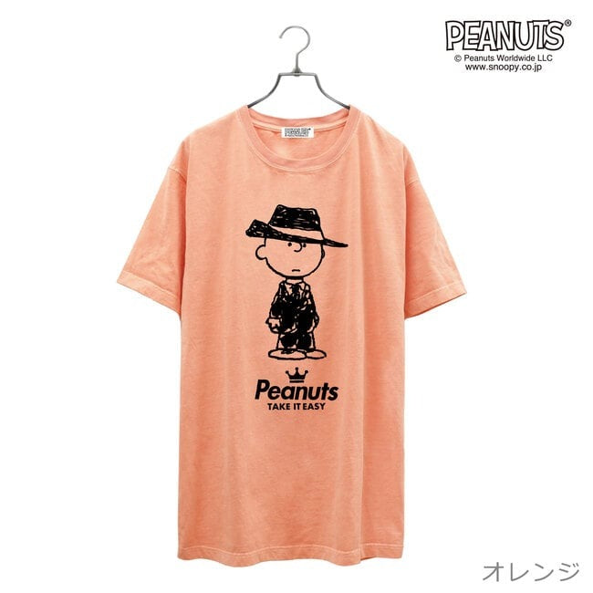 チャーリー ブラウン 黒服 スーツ 半袖 Tシャツ 当店 限定 デザイン スヌーピー SNOOPY ピーナッツ カジュアル アメカジ プリント S M L LL 3L 4L spc-mib_01