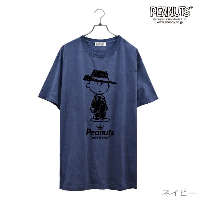 チャーリー ブラウン 黒服 スーツ 半袖 Tシャツ 当店 限定 デザイン スヌーピー SNOOPY ピーナッツ カジュアル アメカジ プリント S M L LL 3L 4L spc-mib_01