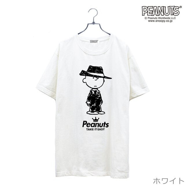 チャーリー ブラウン 黒服 スーツ 半袖 Tシャツ 当店 限定 デザイン スヌーピー SNOOPY ピーナッツ カジュアル アメカジ プリント S M L LL 3L 4L spc-mib_01