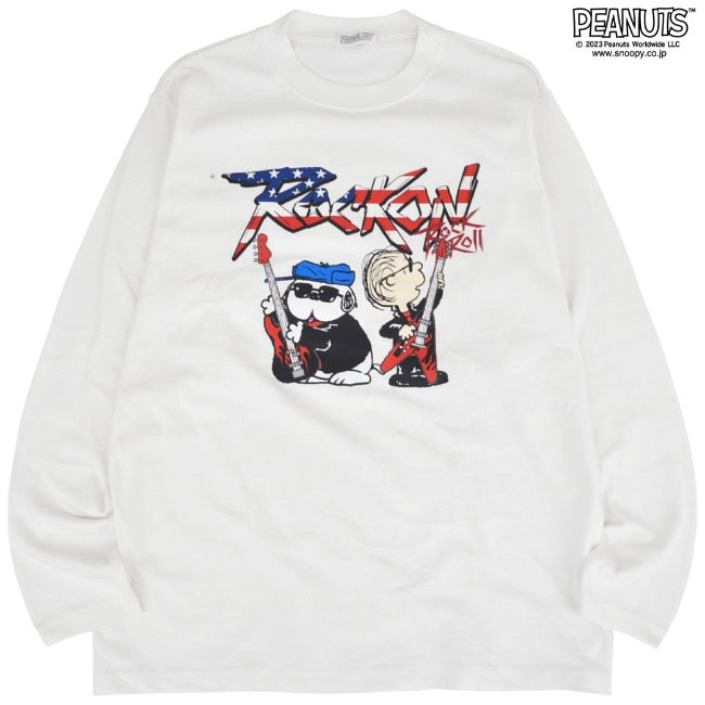 スヌーピー ピーナッツ ロックオン 長袖Tシャツ Tシャツ ヘビーウェイト ライナス 国旗snoopy PEANUTS spc-rb-011