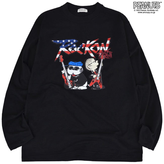 スヌーピー ピーナッツ ロックオン 長袖Tシャツ Tシャツ ヘビーウェイト ライナス 国旗snoopy PEANUTS spc-rb-011