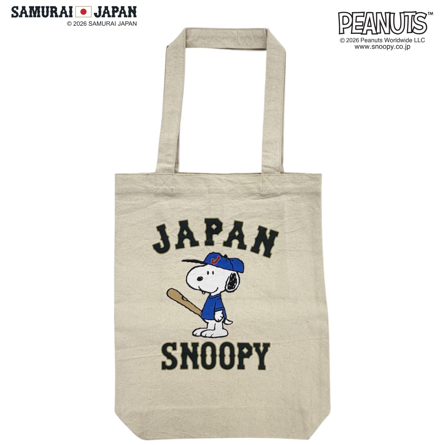 スヌーピー ピーナッツ コラボ 侍ジャパン トートバッグ カバン 野球柄 綿 キャンバス エコバッグ SNOOPY PEANUTS ssj-004