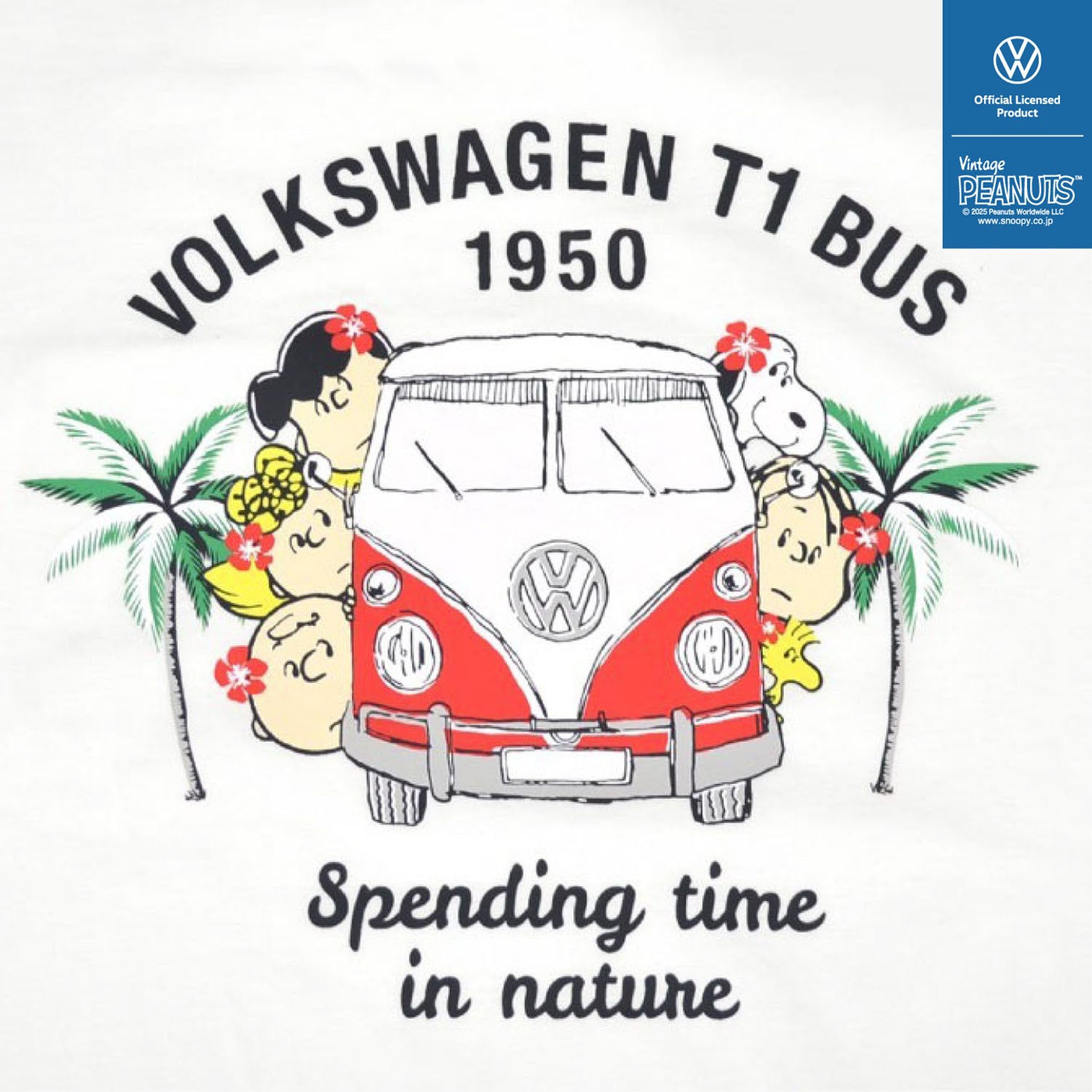 スヌーピー Tシャツ 半袖 刺繍 フォルクスワーゲン トップス 大人 ペアルック 車 プリント SNOOPY PEANUTS Volkswagen svw1142-267