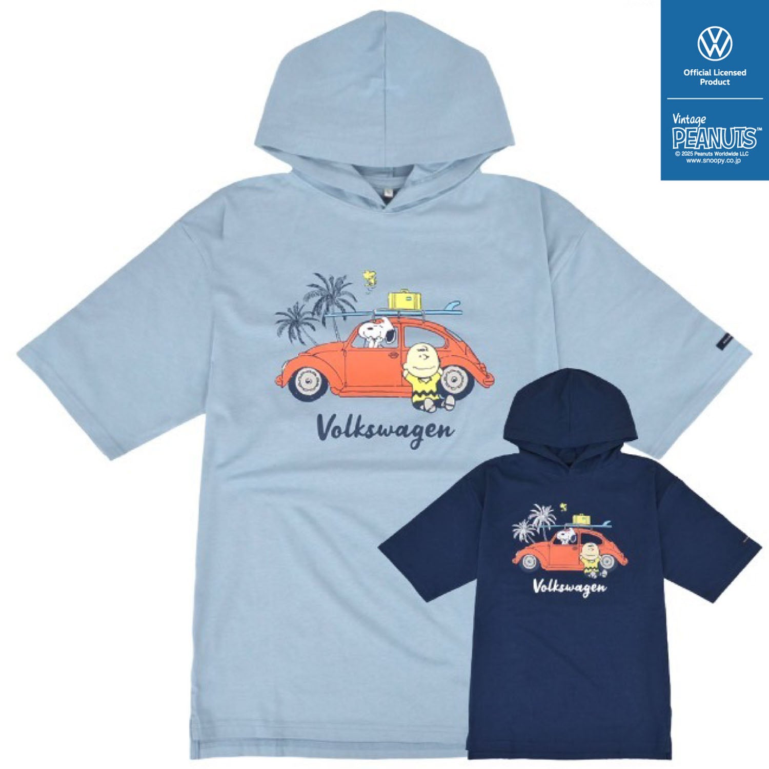 スヌーピー Tパーカー 半袖 フォルクスワーゲン トップス 車 プリント SNOOPY PEANUTS Volkswagen svw1142-270