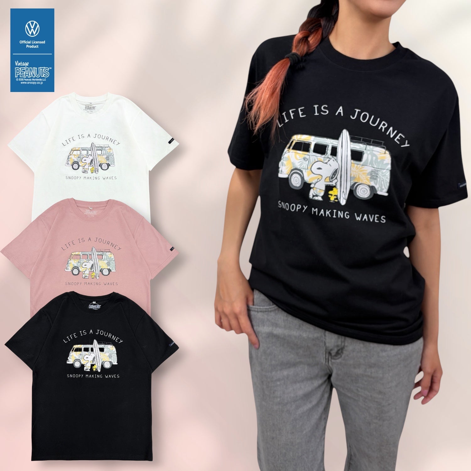 スヌーピー フォルクスワーゲン 半袖 Tシャツ 天竺 春 夏 プリント メンズ レディース PEANUTS SNOOPY VOLKSWAGEN svw1152-156