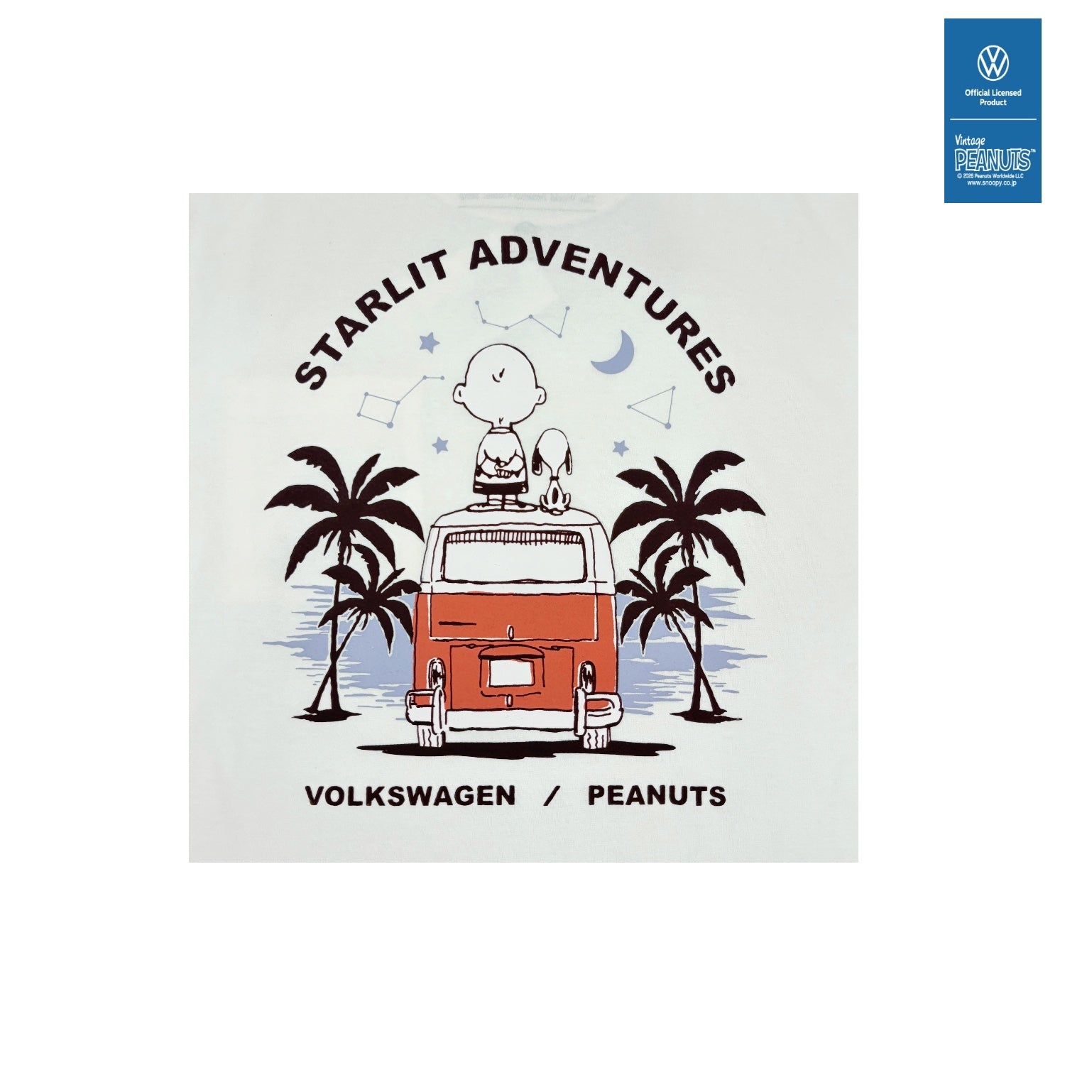 スヌーピー フォルクスワーゲン 半袖 バックプリント Tシャツ 春夏 プリント シャツ 星空 PEANUTS SNOOPY svw1152-158