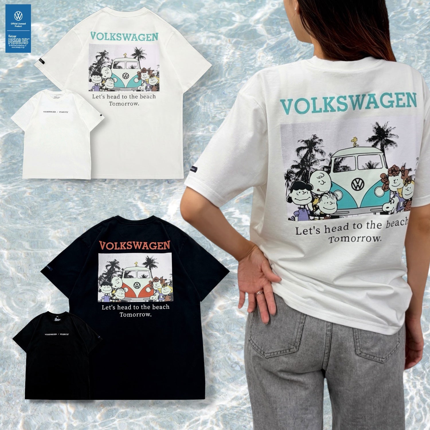 スヌーピー フォルクスワーゲン 半袖 Tシャツ 天竺 春 夏 メンズ レディース ヤシの木柄 バックプリント PEANUTS SNOOPY svw1152-161