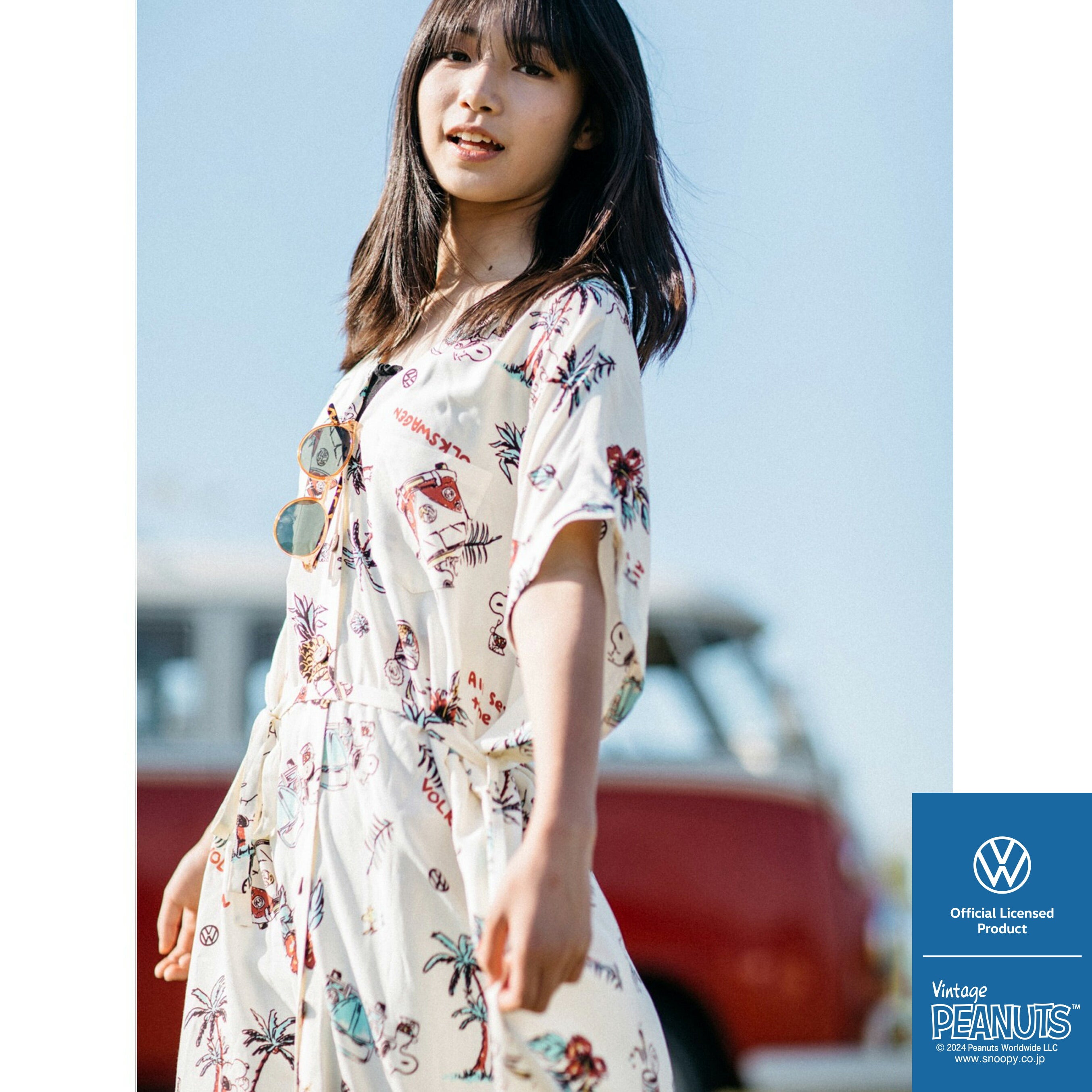 スヌーピー ピーナッツ コラボ フォルクス ワーゲン アロハ ワンピース 半袖 プリント SNOOPY PEANUTS svw2742-273