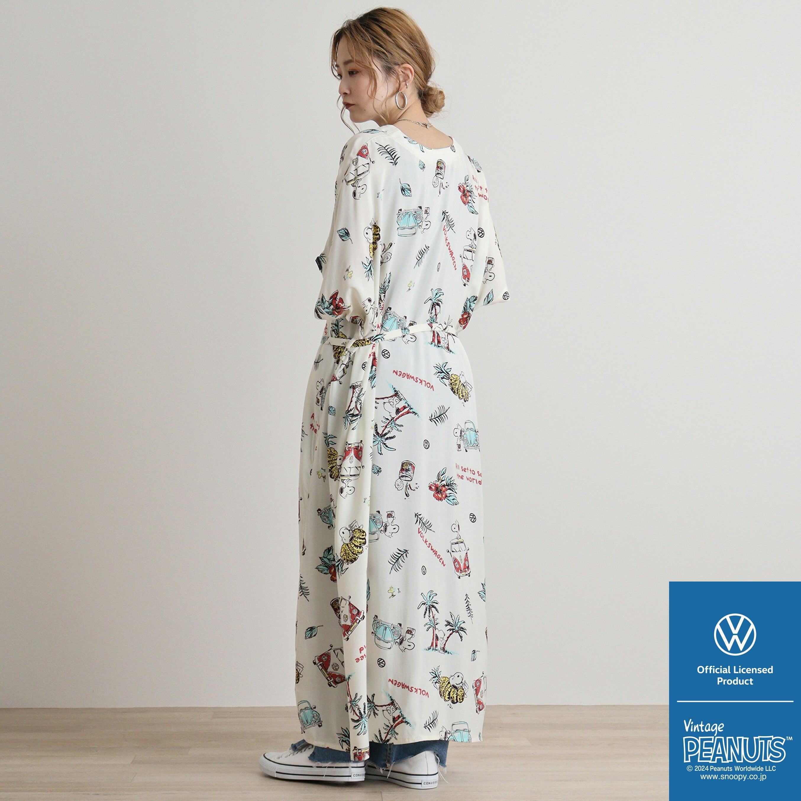 スヌーピー ピーナッツ コラボ フォルクス ワーゲン アロハ ワンピース 半袖 プリント SNOOPY PEANUTS svw2742-273