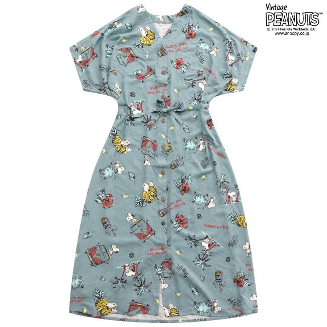 スヌーピー ピーナッツ コラボ フォルクス ワーゲン アロハ ワンピース 半袖 プリント SNOOPY PEANUTS svw2742-273