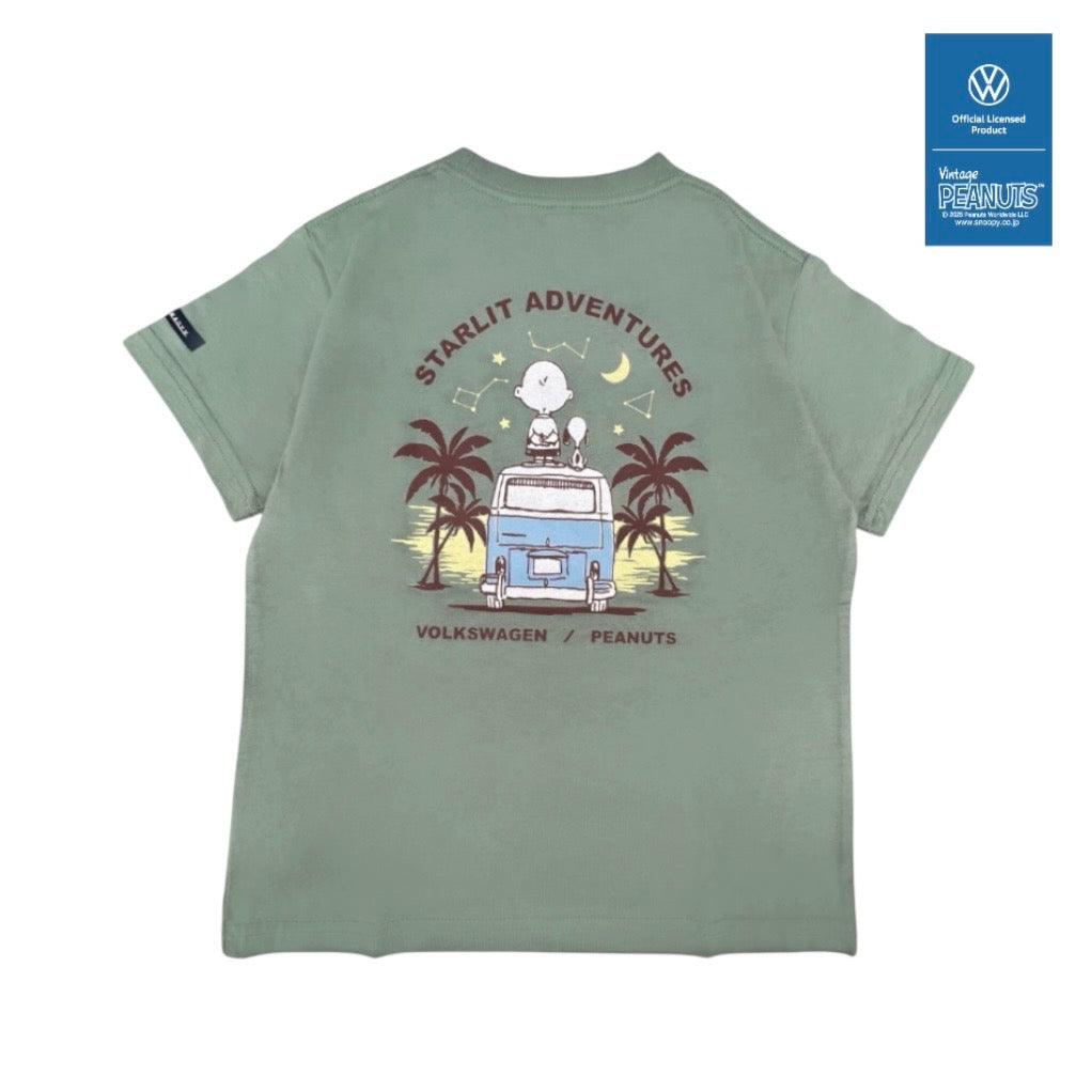 スヌーピー ピーナッツ フォルクス ワーゲン バックプリント ポケット付き キッズ 天竺 半袖 Tシャツ SNOOPY PEANUTS VOLKSWAGEN svw6152-158