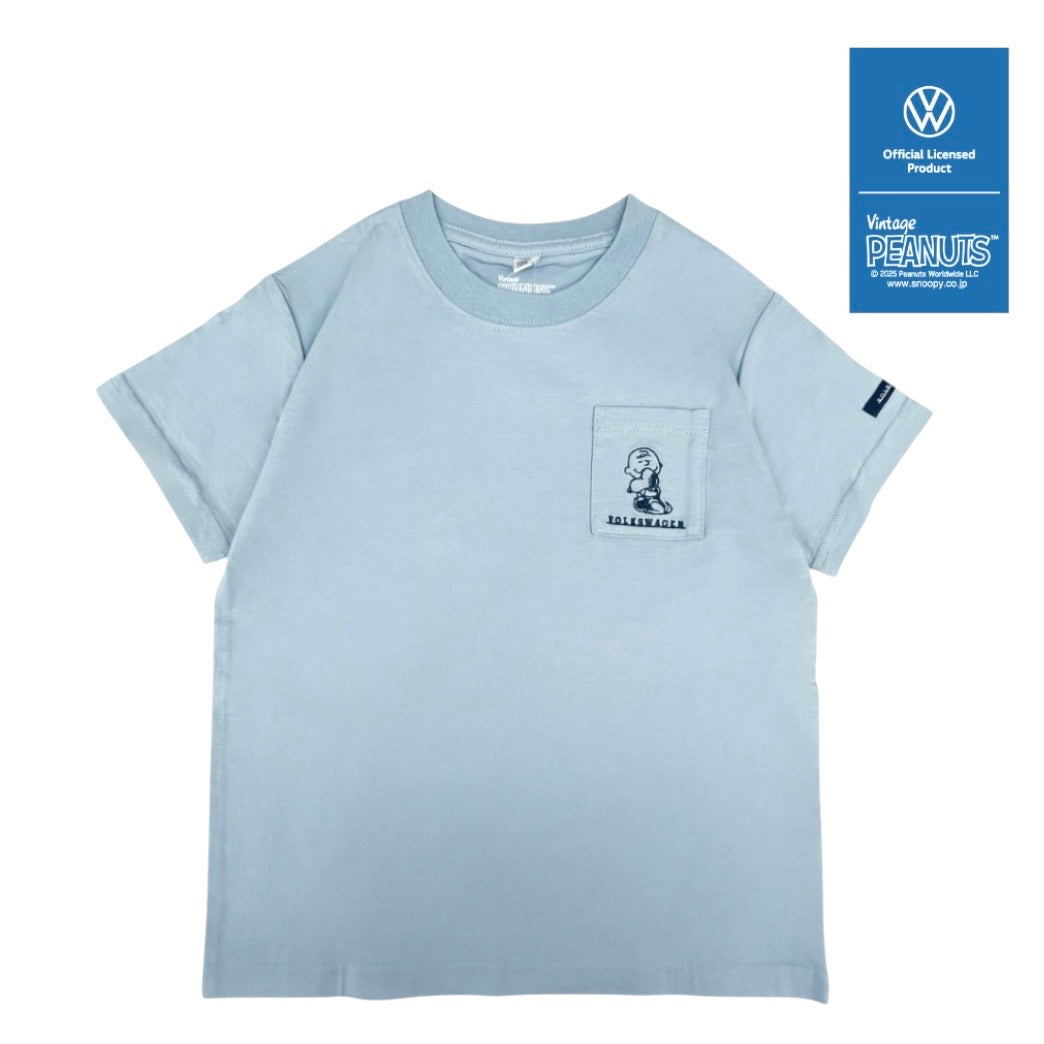 スヌーピー ピーナッツ フォルクス ワーゲン バックプリント ポケット付き キッズ 天竺 半袖 Tシャツ SNOOPY PEANUTS VOLKSWAGEN svw6152-158